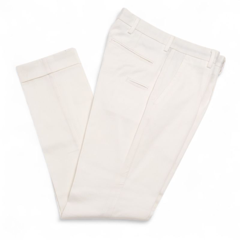 Off white Pleated Twill Cotton Trouser