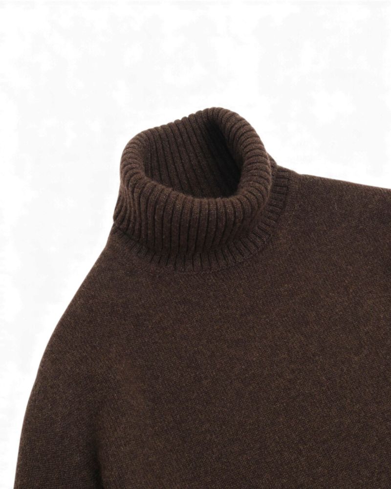 Dark Brown Heavy 6-ply Cashmere Turtleneck