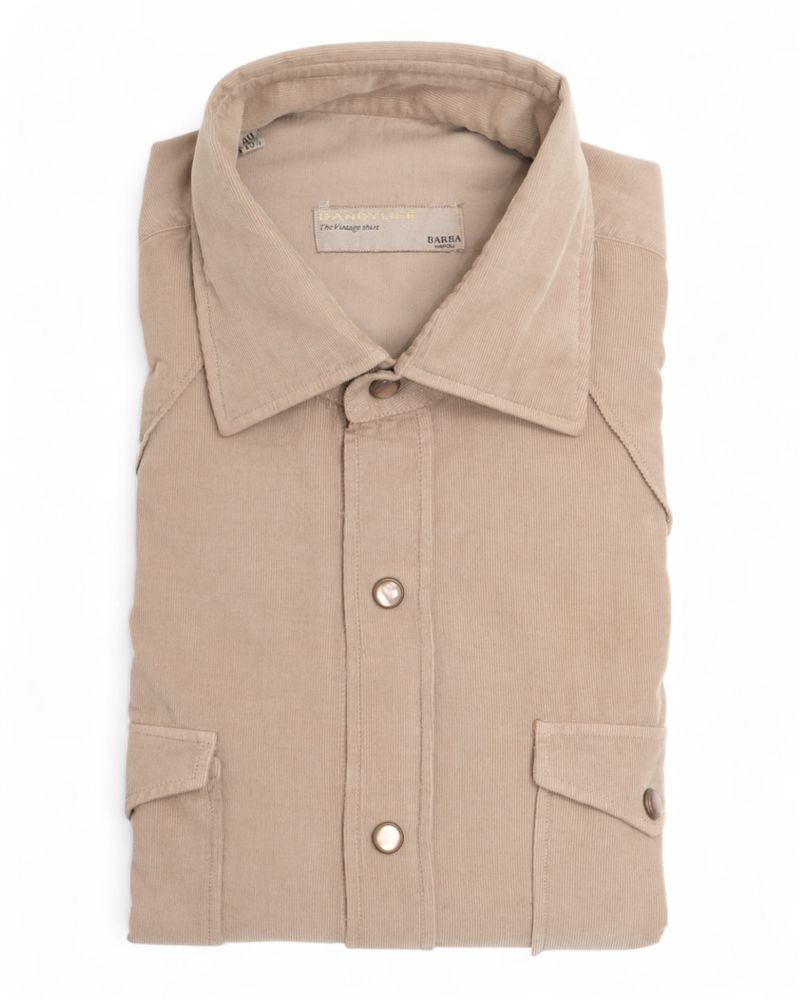 Beige Tailored Baby Cord Western Shirt
