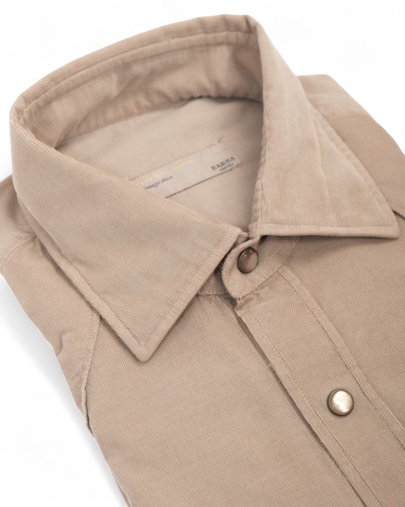 Beige Tailored Baby Cord Western Shirt