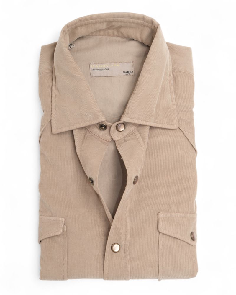 Beige Tailored Baby Cord Western Shirt