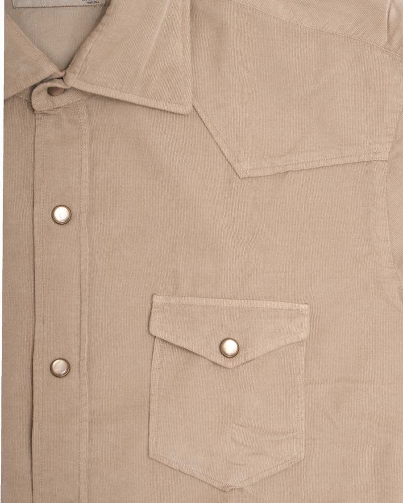 Beige Tailored Baby Cord Western Shirt