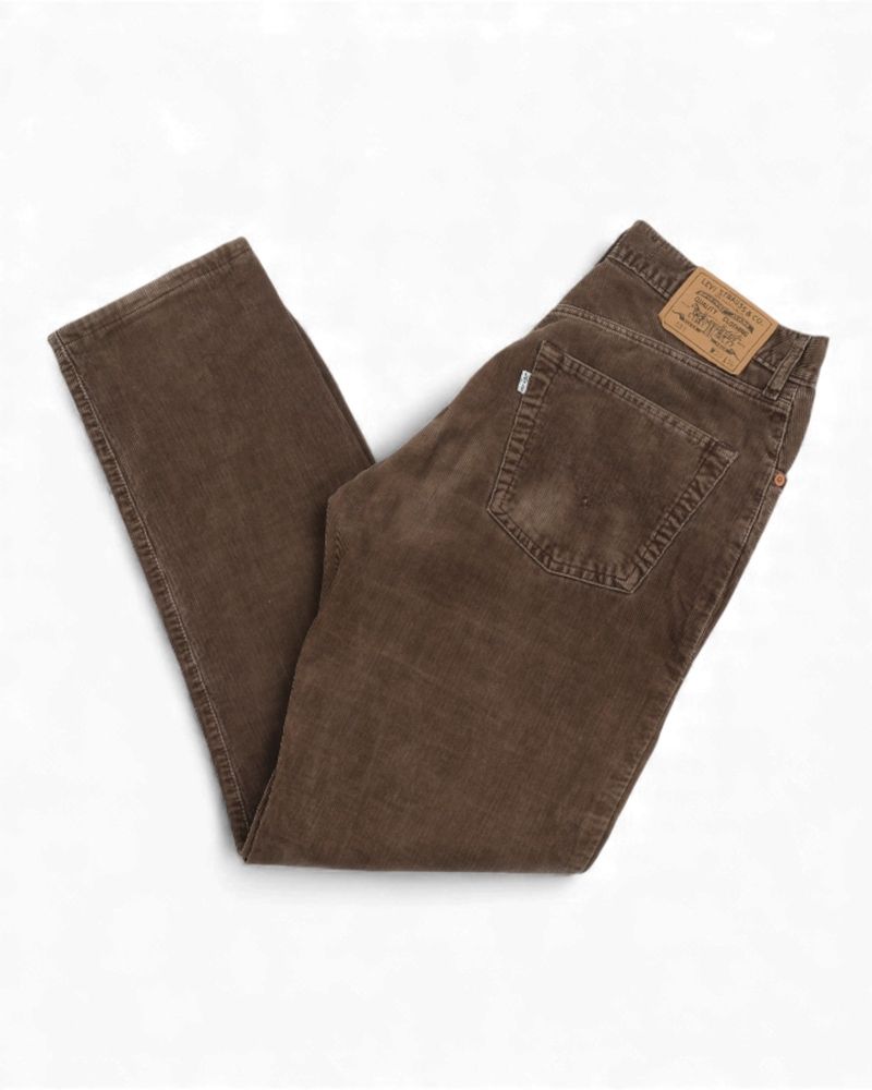 Faded Chocolate Cord High-Rise Trousers