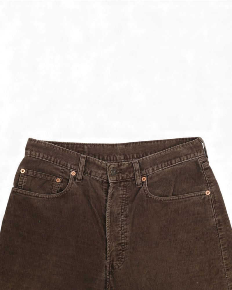 Faded Chocolate Cord High-Rise Trousers