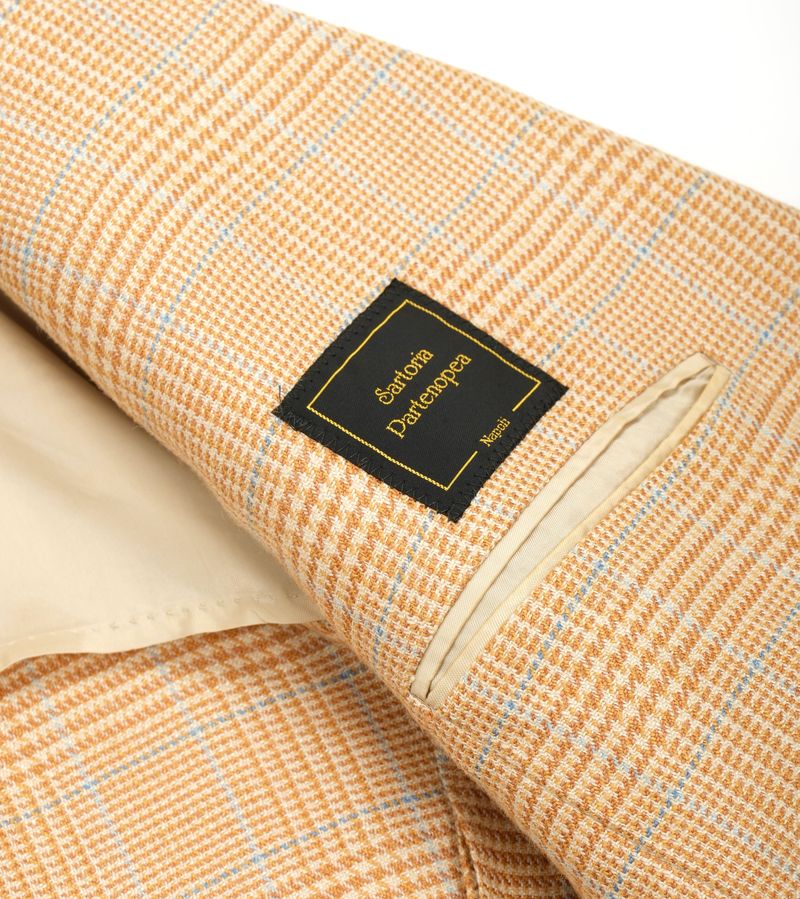 Honey Yellow Prince of Wales Silk/Linen Sports Jacket