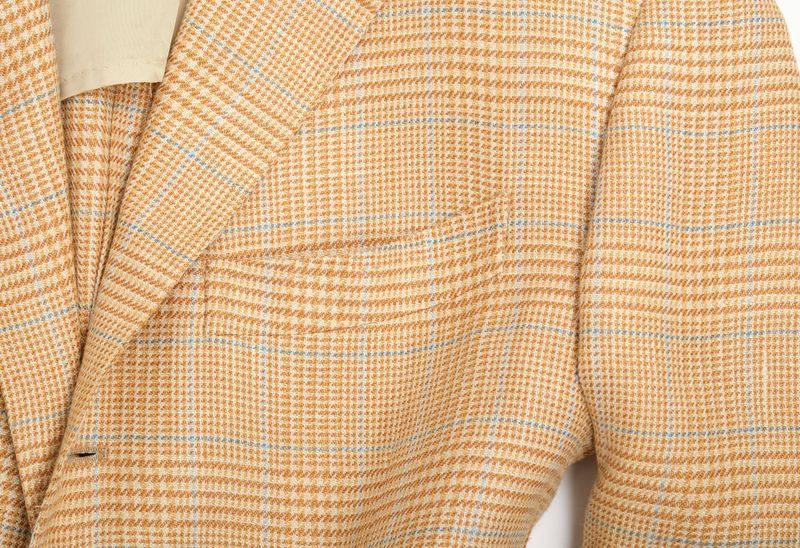 Honey Yellow Prince of Wales Silk/Linen Sports Jacket