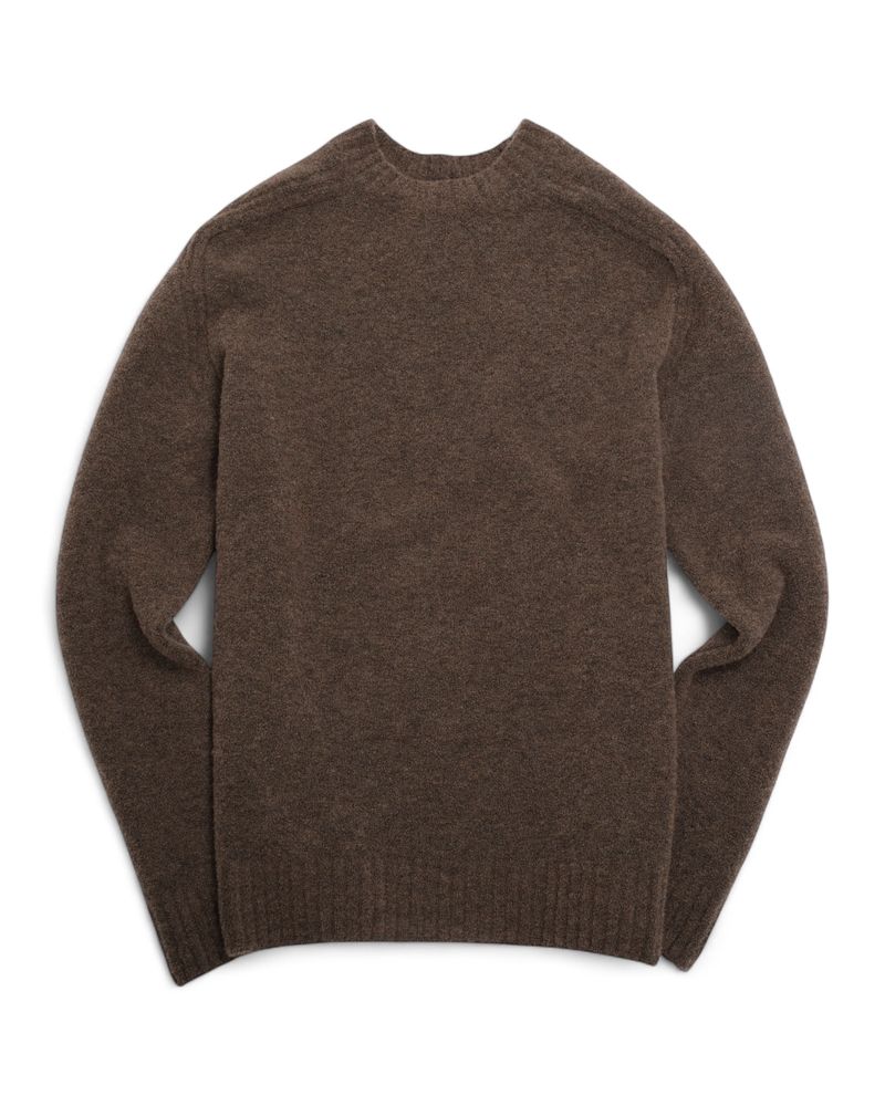 Mud Brown Wool Blend Chunky Crewneck