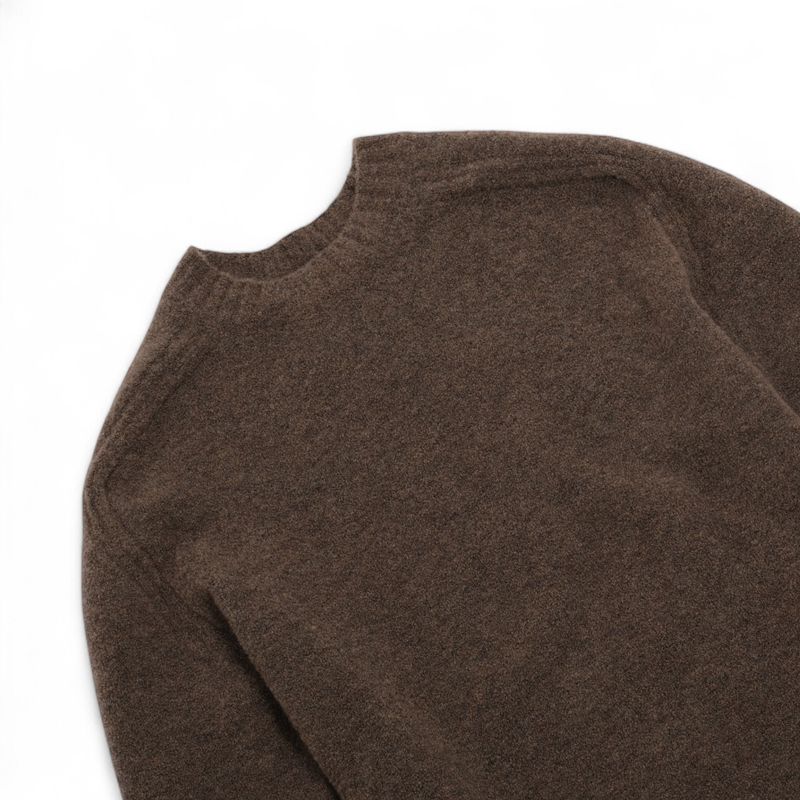 Mud Brown Wool Blend Chunky Crewneck