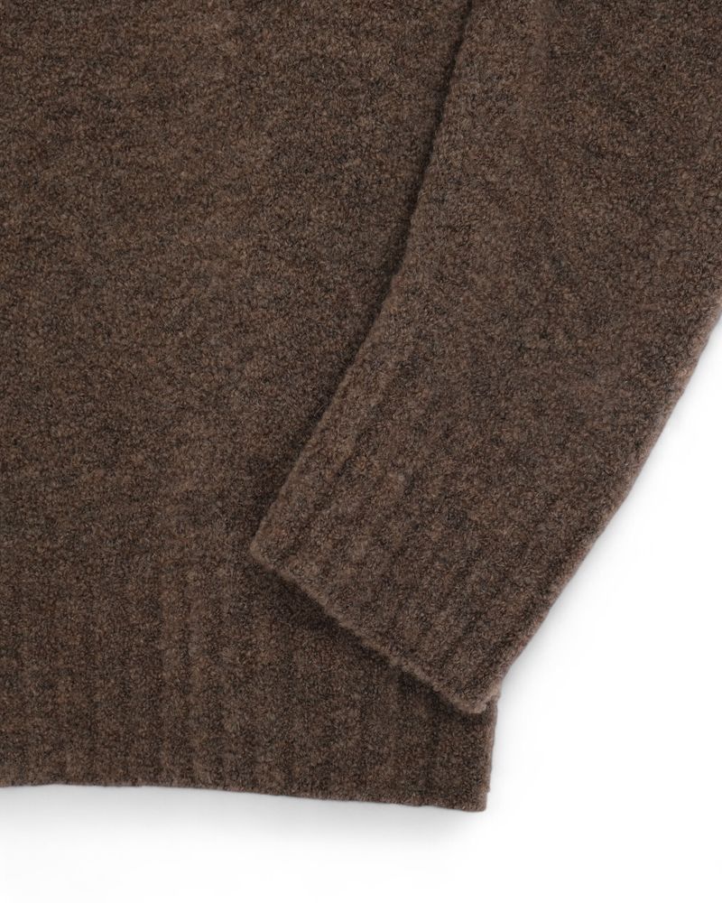 Mud Brown Wool Blend Chunky Crewneck