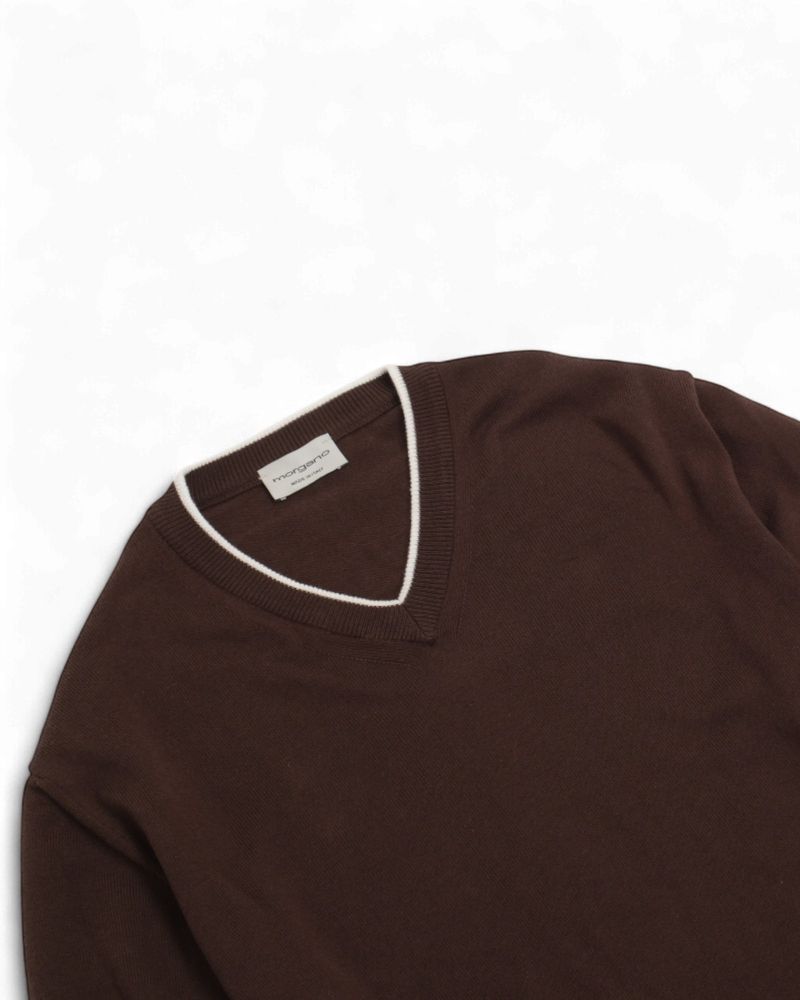 Dark Brown V-Neck Sweater