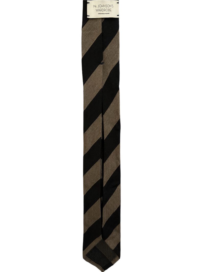 Black/Beige Untipped 7-Fold Silk & Cashmere Tie
