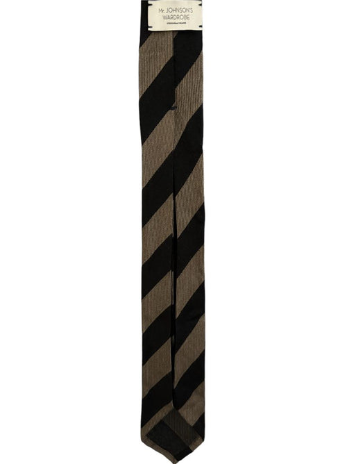 Black/Beige Untipped 7-Fold Silk & Cashmere Tie