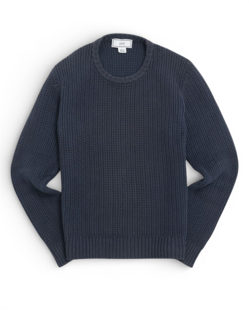 Faded Navy Cotton Ribbed Sweater