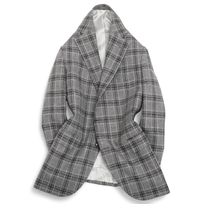 Grey/Navy Checked Wool & Cashmere Blend Suit