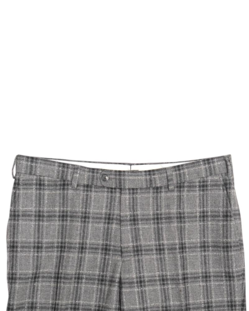 Grey/Navy Checked Wool & Cashmere Blend Suit