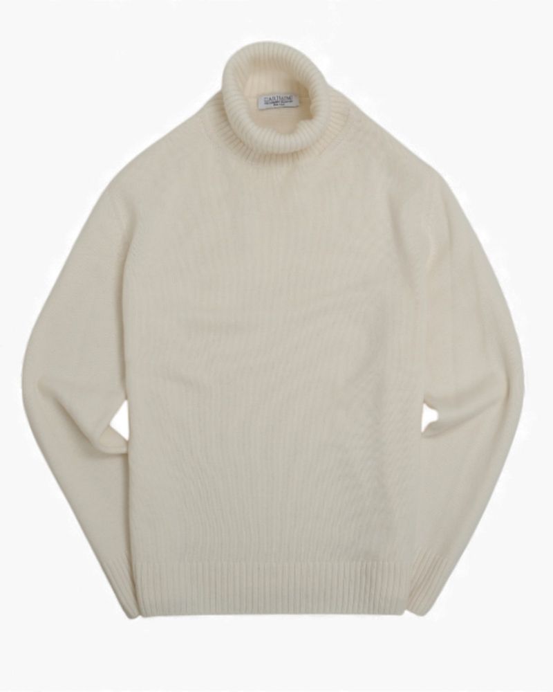White 4-ply Cashmere Turtleneck