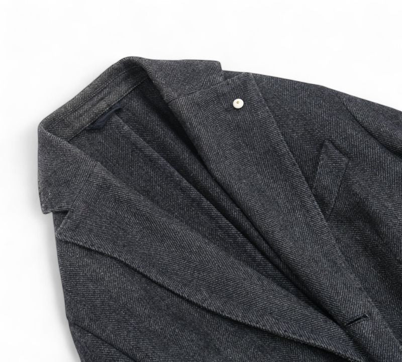 Faded Grey Herringbone Overcoat