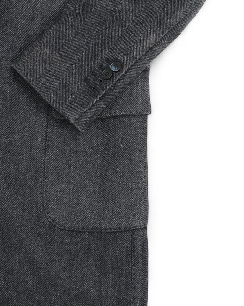 Faded Grey Herringbone Overcoat
