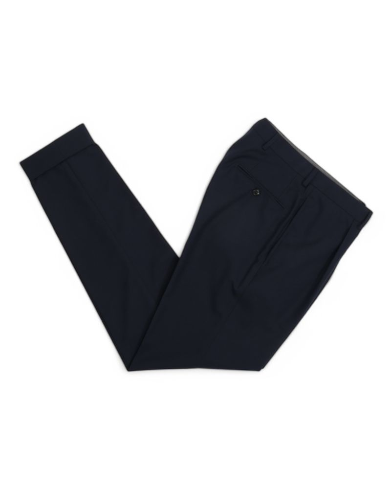 Navy High Rise Pleated Trousers