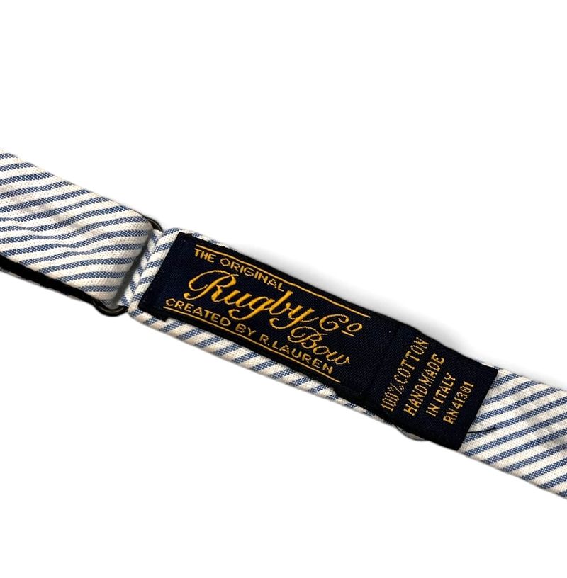 Blue/White Striped Cotton Bow Tie