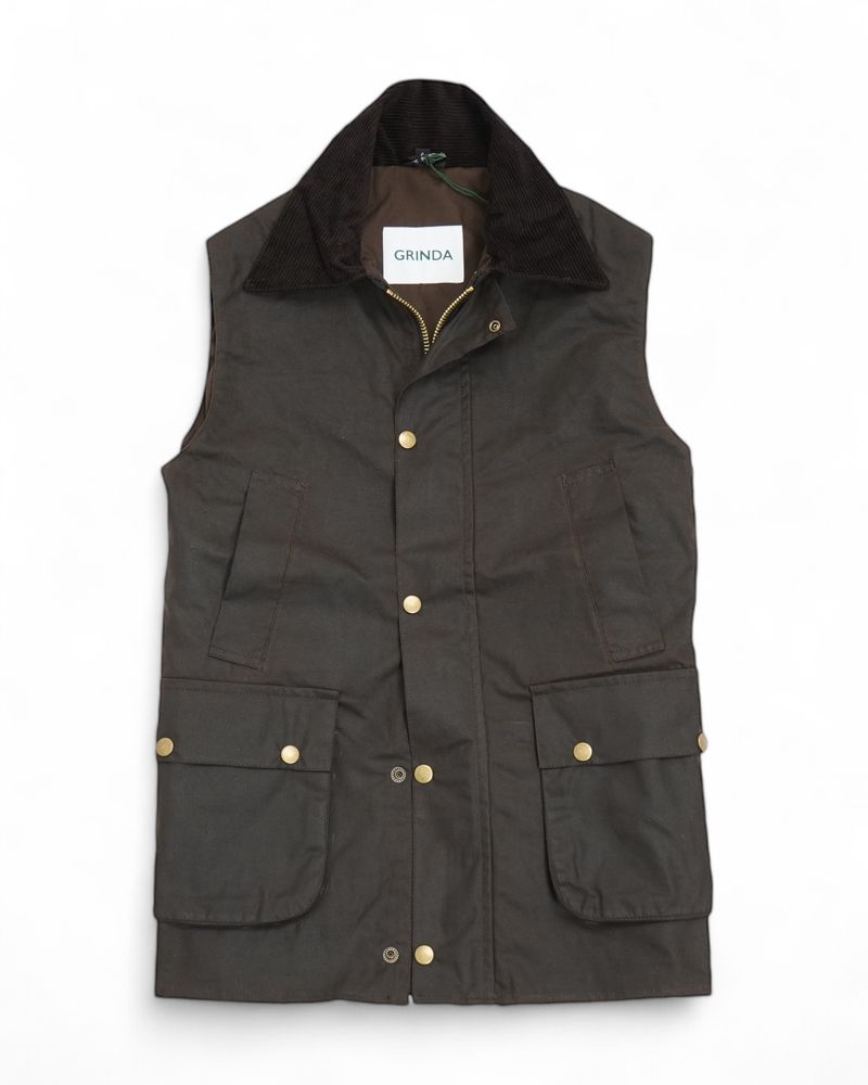 Dark Brown Waxed Cotton Vest