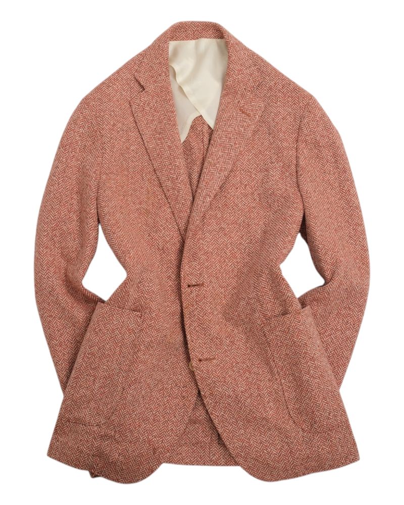 Pale Red Herringbone Silk Sports Jacket