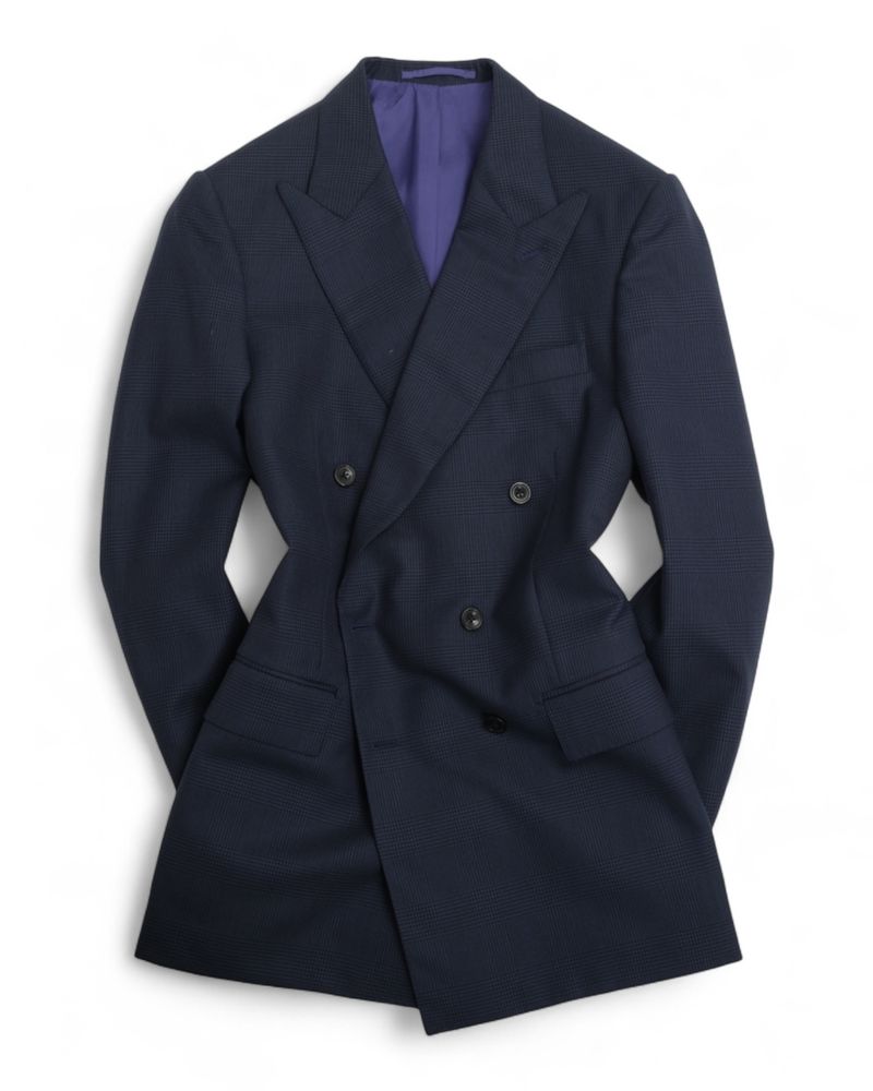 Navy DB. Glen Check Suit