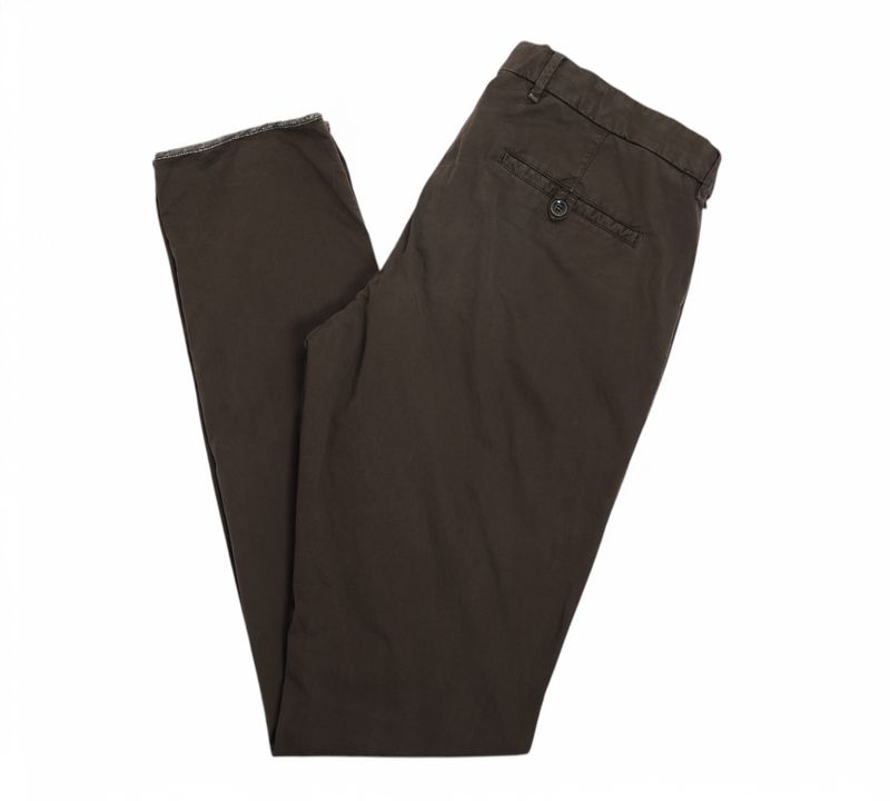 Dark Brown Unhemmed Chinos