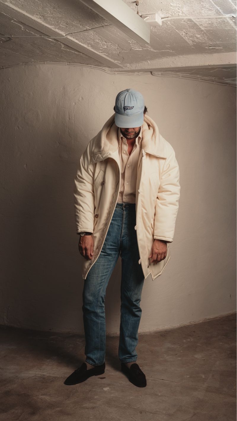 Off White Padded Water-Repellent Arctic Wool Jacket