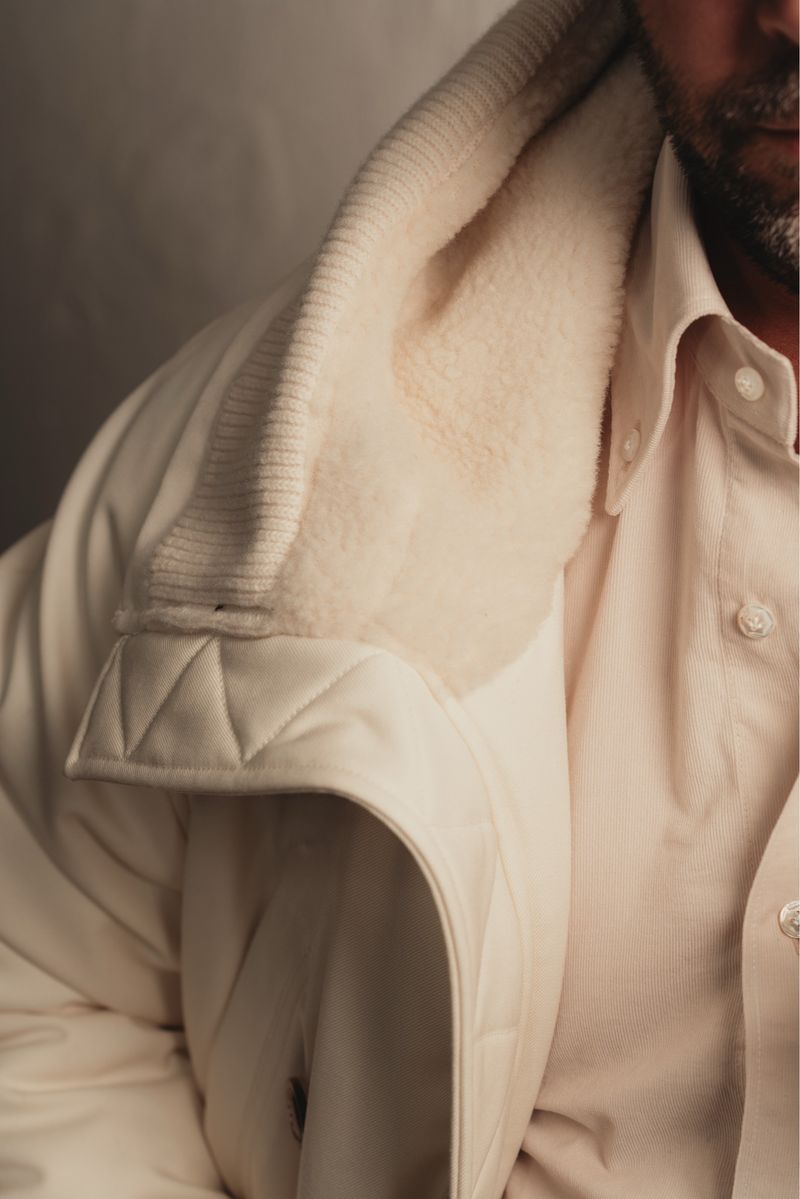 Off White Padded Water-Repellent Arctic Wool Jacket