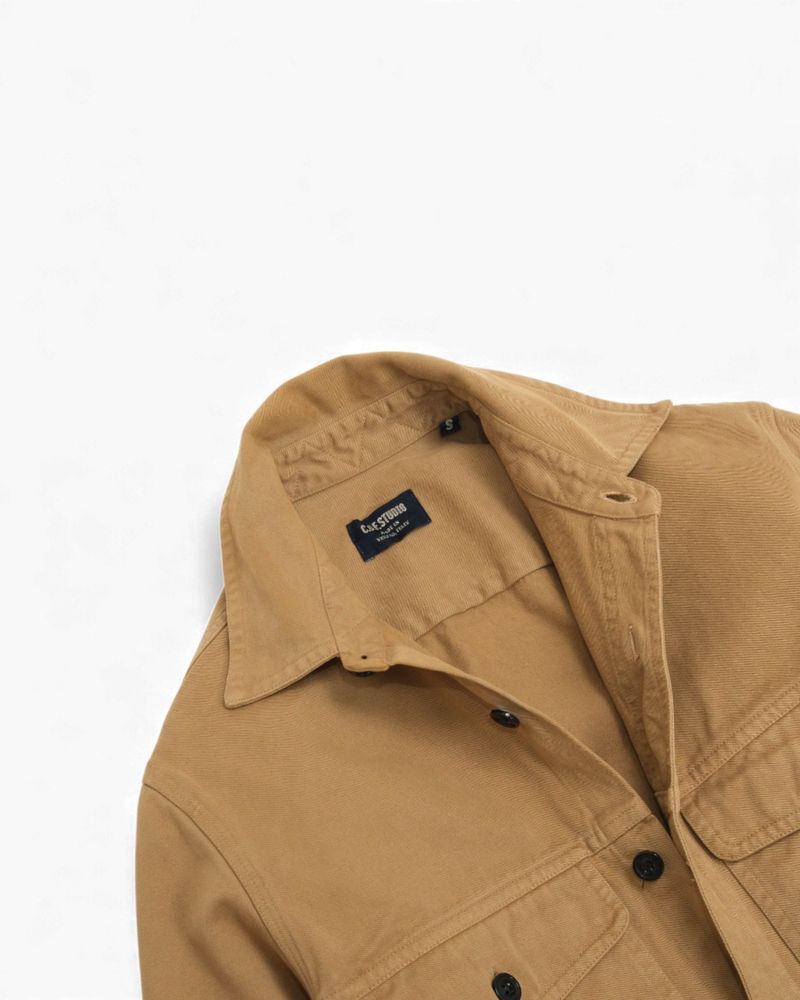Khaki Cotton Twill Work Overshirt