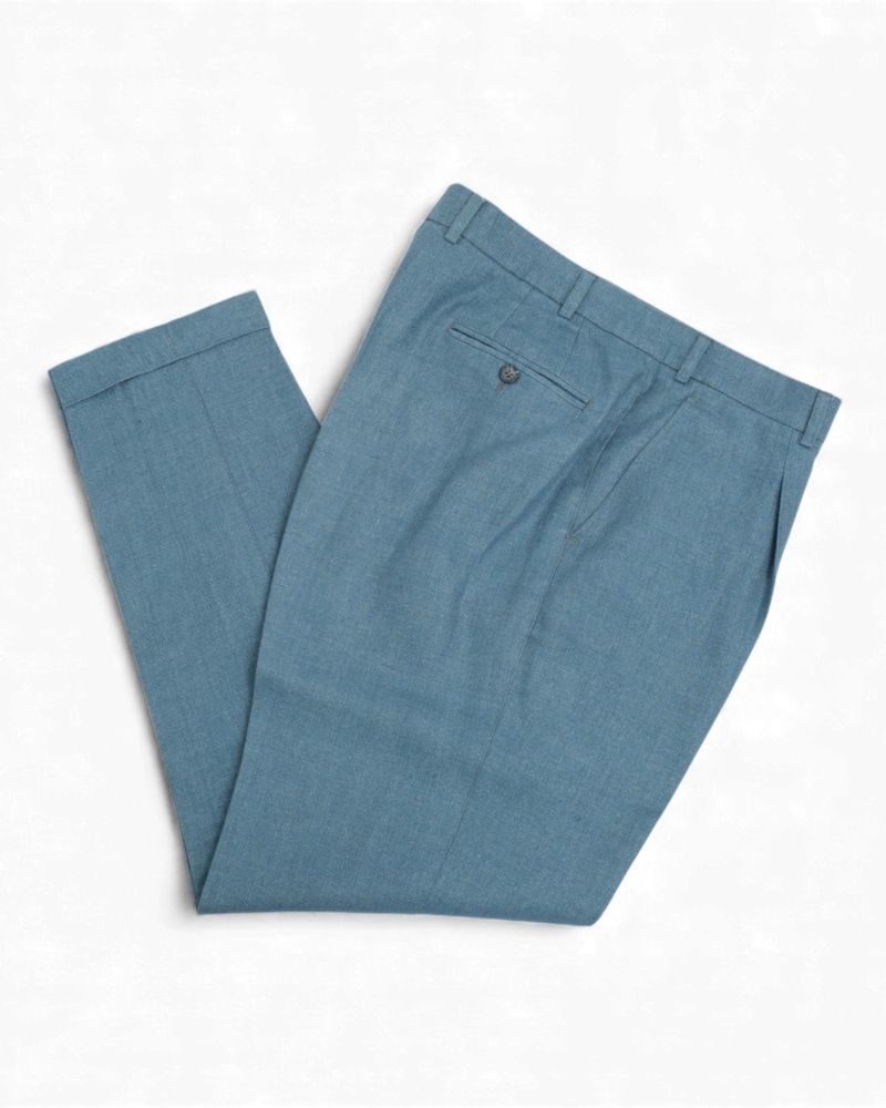 Cerulean Linen Pleated Trousers