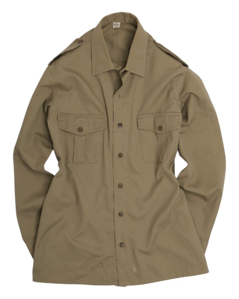 Army Green One-Piece Collar Twill Military Shirt
