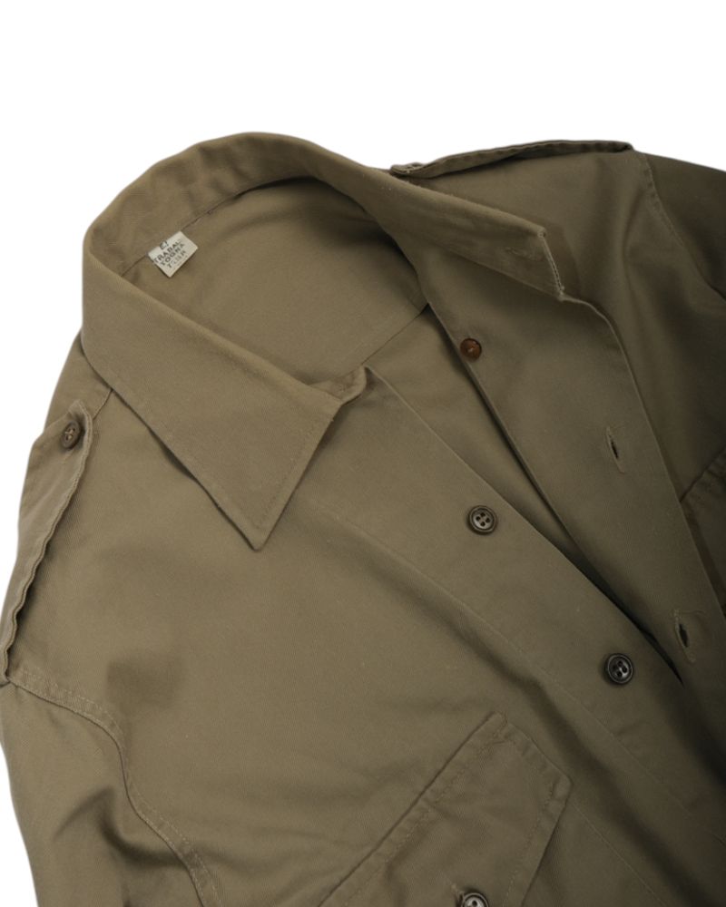 Army Green One-Piece Collar Twill Military Shirt