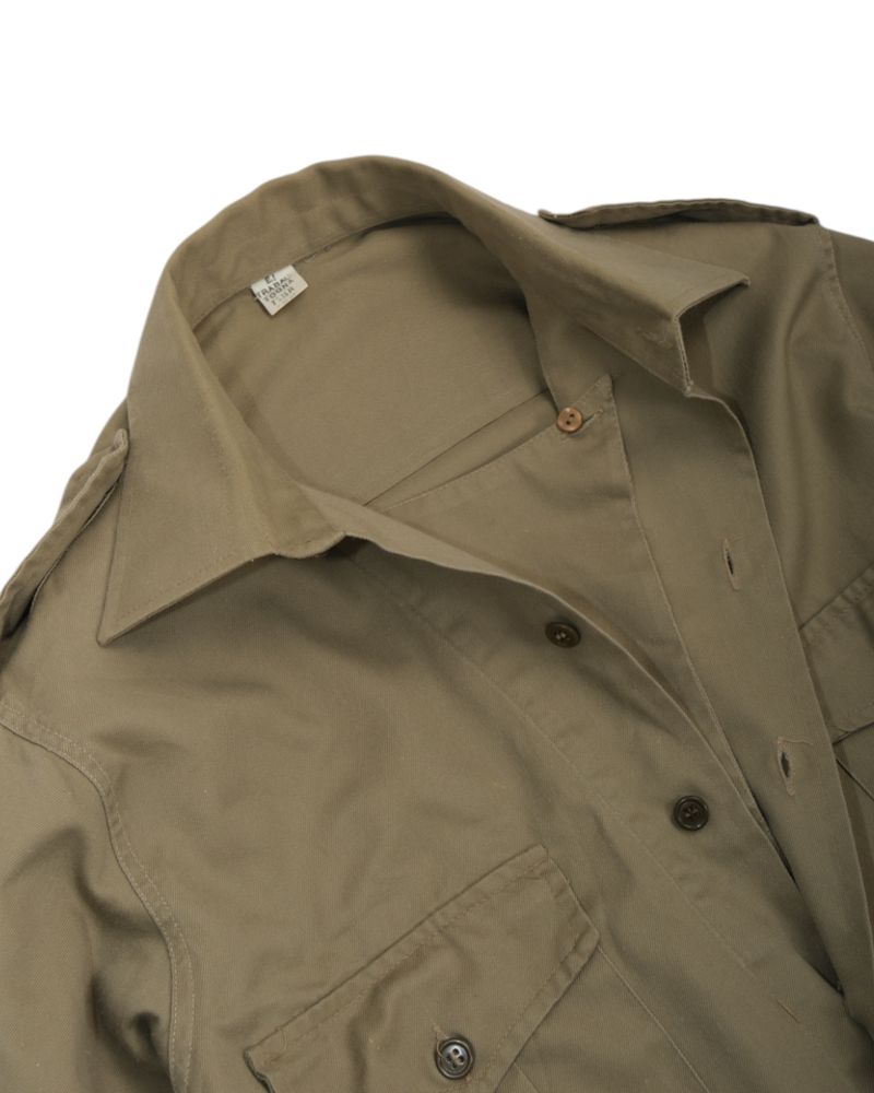 Army Green One-Piece Collar Twill Military Shirt