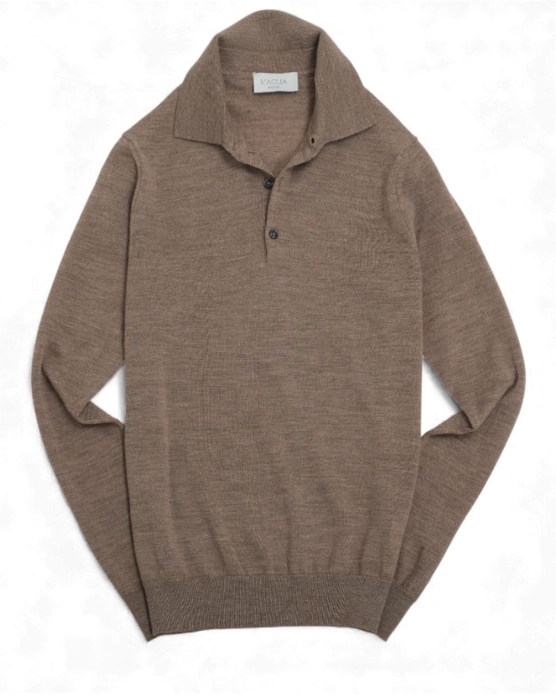 Taupe Merino Polo