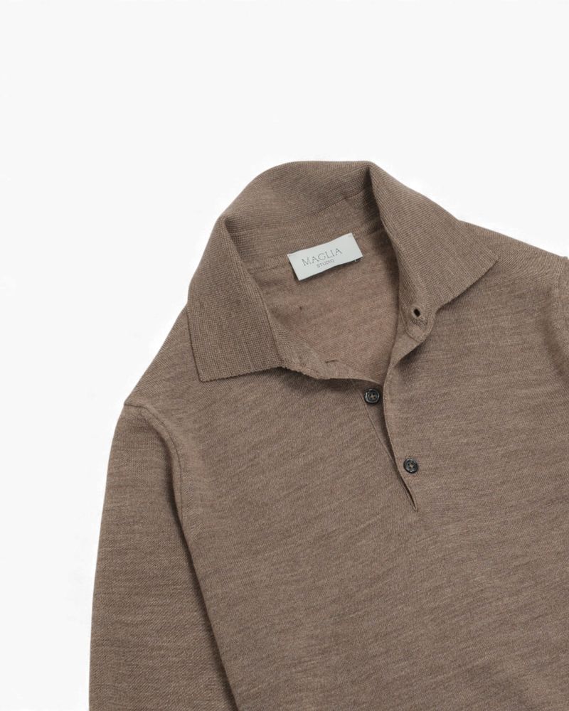 Taupe Merino Polo