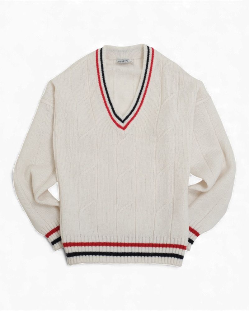 Ivory V-Neck Cricket Sweater