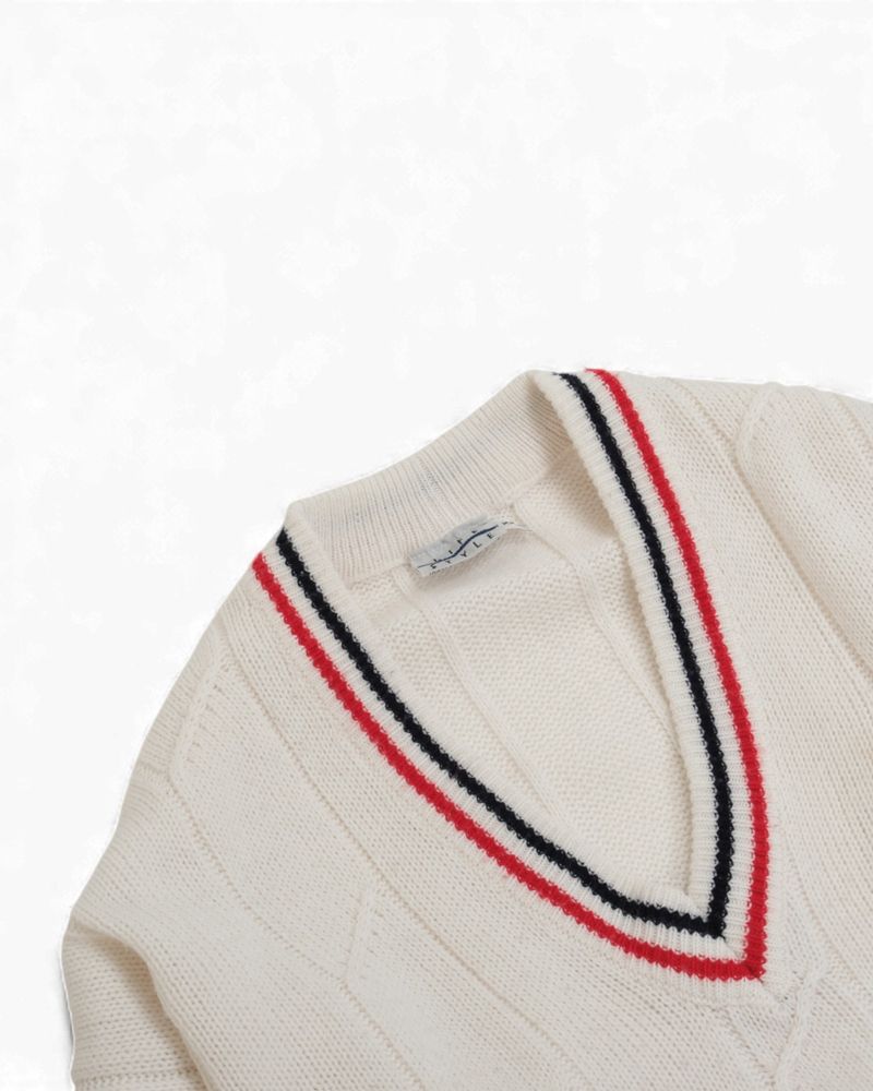 Ivory V-Neck Cricket Sweater