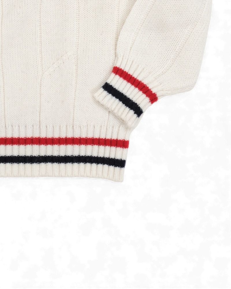 Ivory V-Neck Cricket Sweater