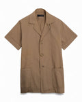 Khaki Twill Camp-Collar Short-Sleeve Shirt