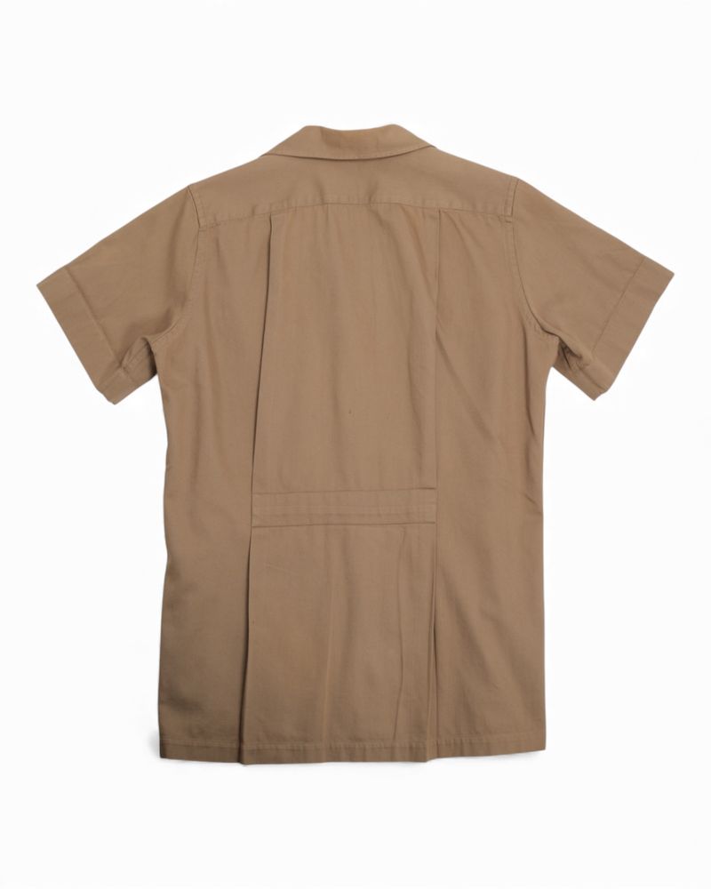 Khaki Twill Camp-Collar Short-Sleeve Shirt