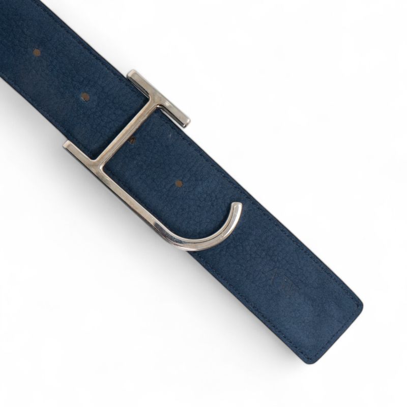 Navy/Beige Reversible Nubuck Leather Belt