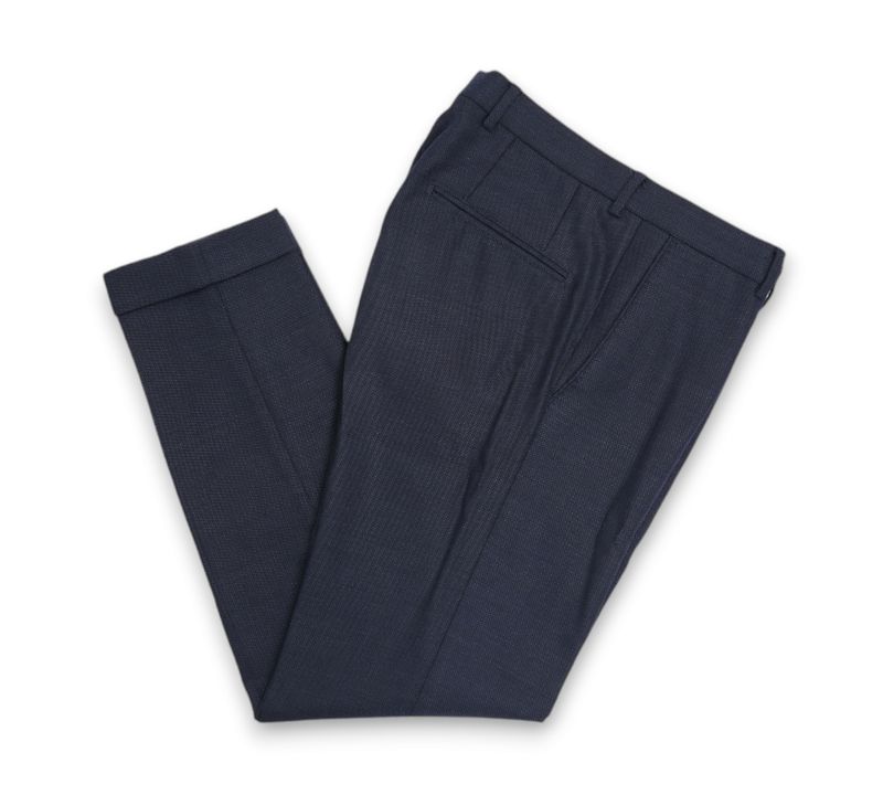 Navy Birdseye Wool Trousers