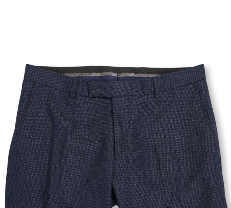Navy Birdseye Wool Trousers