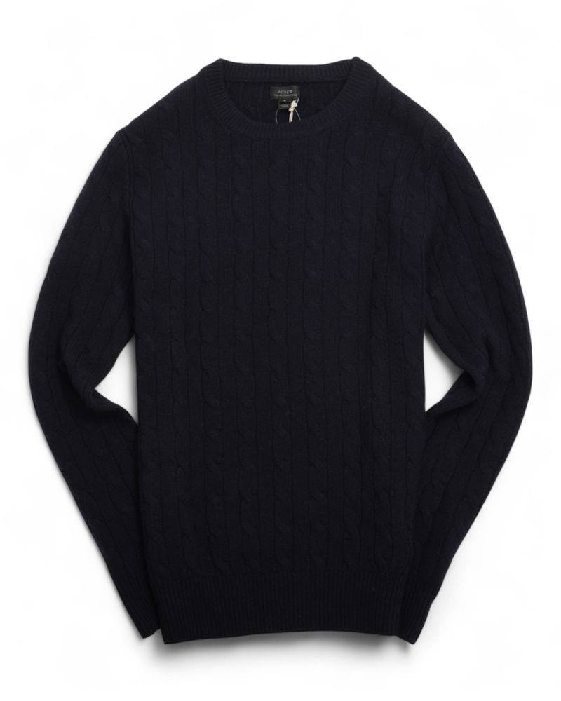Navy Cable Knitted Cashmere Sweater