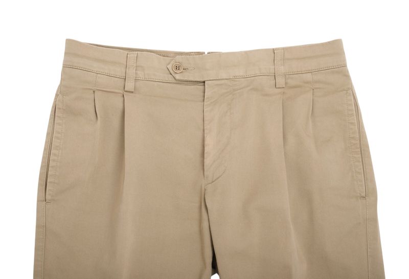 Beige Pleated Chino Trouser