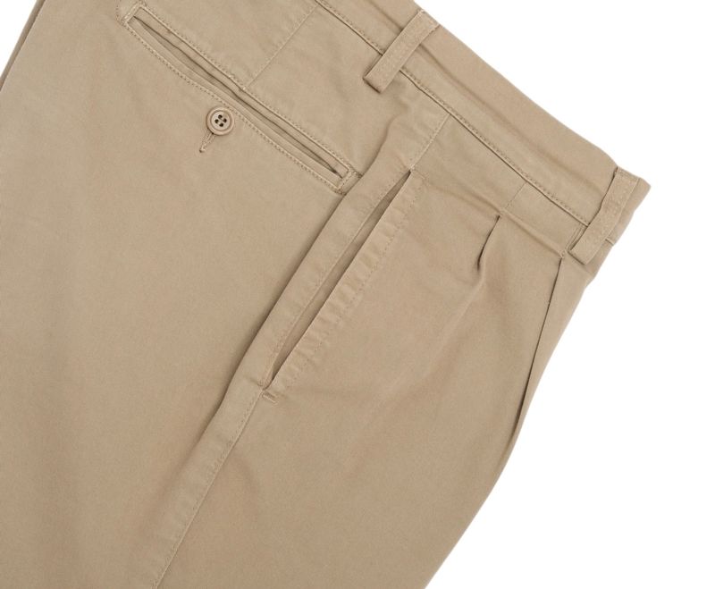 Beige Pleated Chino Trouser