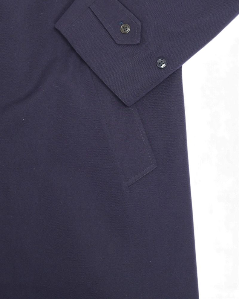 Navy Belted Raglan Virgin Wool Overcoat