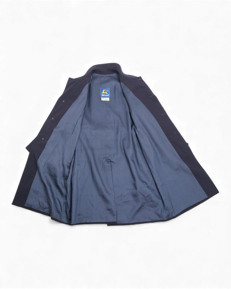 Navy Belted Raglan Virgin Wool Overcoat